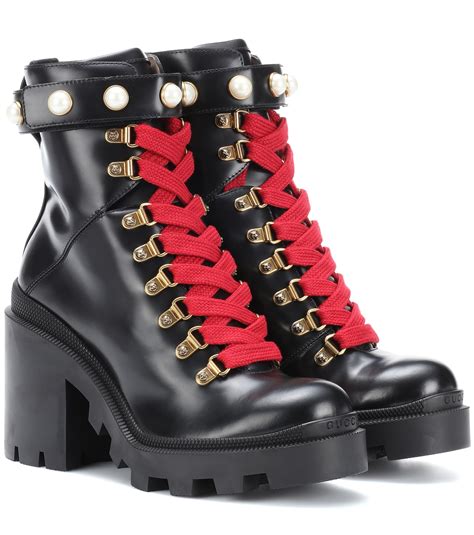 gucci leather ankle|Gucci combat boots for women.